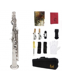 Brass Straight Soprano Sax Saxophone Bb B Flat Woodwind Instrument Natural Shell Key Carve Pattern con Carrying Case