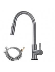 304 Stretching Faucet Double Inlet Pipe Two Outlet Methods Thin Head Silver