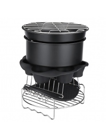 7PCS Air Fryer Accessories Set Chips Baking Basket Pizza Pan Home Kitchen Tool