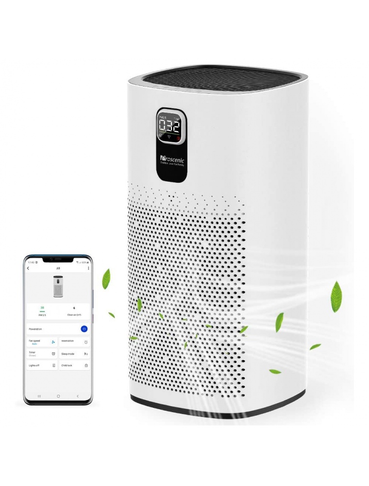 Proscenic A9 Air Purifier LED Display 460m³/h CADR 4 Gear Wind Speed Remove 99.97% Dust Smoke Pollen Alexa Google Home Voice Con