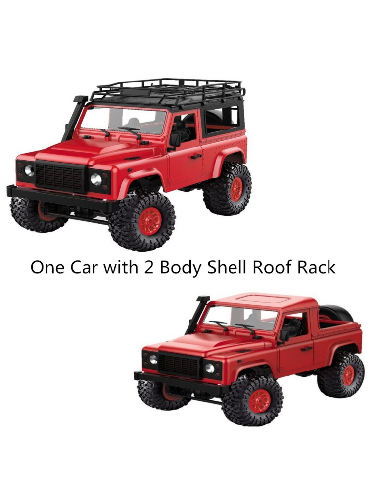 MN90 1/12 2.4G 4WD RC Car w/ Front LED Light 2 Body Shell Roof Rack Crawler Off-Road Truck RTR Toy