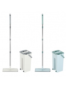 360° Rotation Spin Flat Mop Bucket Set Auto Rebound Hand-free Floor Cleaning
