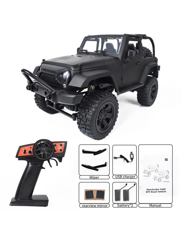 JY66 1/14 2.4Ghz 4WD RC Car For Jeep Off-Road Vehicles With LED Light Climbing Truck RTR Model Two Battery