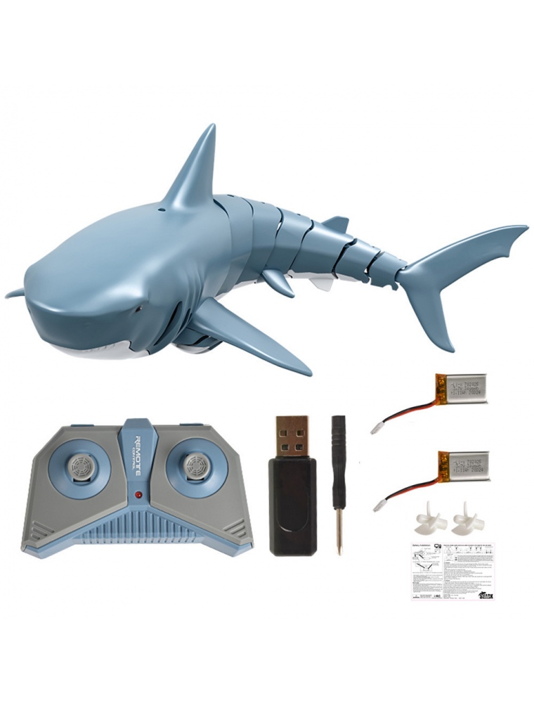T11B with Two Battery 2.4G 4CH Electric RC Boat Simulation Shark Animal RTR Model Kids Toys