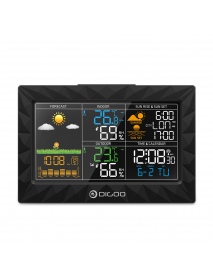 DIGOO DG-TH8988 3CH LCD Color Weather Station + Outdoor Remote Sensor Thermometer Humidity Snooze Clock Sunrise Sunset Calendar